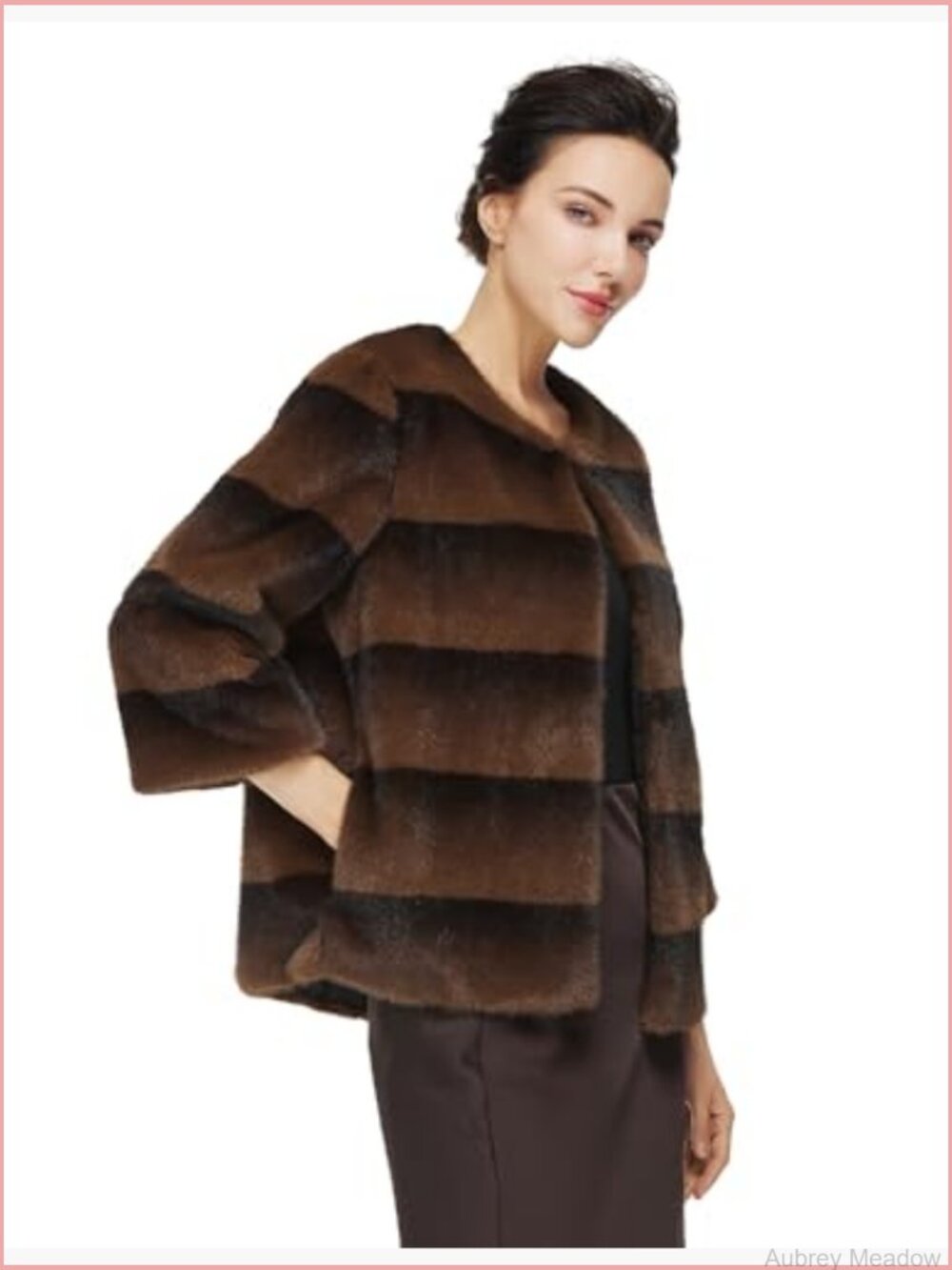 Cropped Faux Fur Jacket with Pockets Long Sleeve Shaggy Warm Fall Winter Coat - Picture 2 of 7